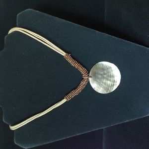 Lia Sophia "Harvest Moon" Mother Of Pearl Pendant Necklace, NWOT